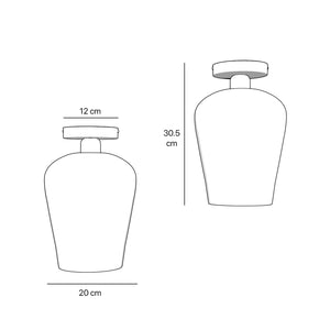 Brass ceiling light with glossy white glass diffuser, elegant and refined design for contemporary and classic interiors by Ghidini 1849