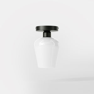 Compact ceiling light in brass and white glass, elegant and diffused lighting for classic and modern interiors by Ghidini 1849 - Finish: ONO Matt Black