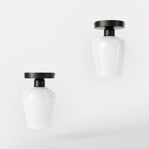 Compact ceiling light in brass and white glass, elegant and diffused lighting for classic and modern interiors by Ghidini 1849 - Finish: ONO Matt Black