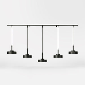 Modern pendant lamp with five lights in black metal with a gold interior, minimalist design for living rooms and kitchens by Ghidini 1849 - Finish: ONO Matt Black