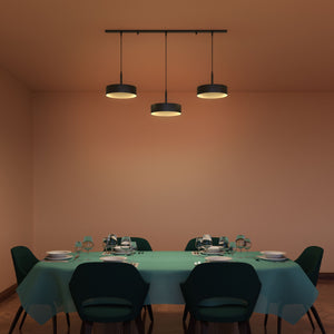 Modern pendant lamp with three lights in black metal with a gold interior, minimalist design for living rooms and kitchens by Ghidini 1849 - Finish: ONO Matt Black