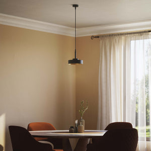 Single-light pendant lamp in black metal with a gold interior, minimalist design for living rooms and kitchens by Ghidini 1849 - Finish: ONO Matt Black