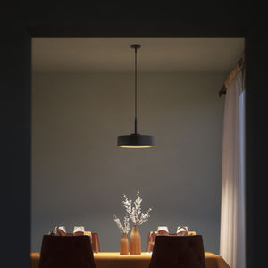 Pendant lamp with a large metal shade in matte black and gold interior, perfect for modern and stylish spaces by Ghidini 1849 - Finish: ONO Matt Black