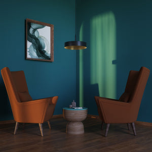 Large pendant lamp with a black metal shade and gold interior, ideal for elegant and modern spaces by Ghidini 1849 - Finish: ONO Matt Black