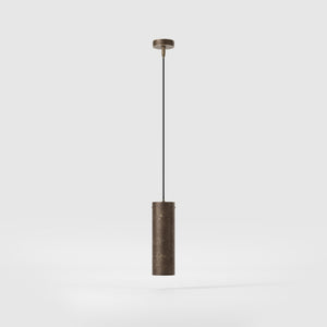 Brass pendant light minimal design cylindrical black textile cable modern interior lighting Made in Italy by Ghidini 1849 - Finish: OAS Antique Brass