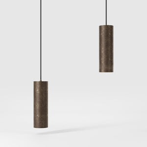 Brass pendant light minimal design cylindrical black textile cable modern interior lighting Made in Italy by Ghidini 1849 - Finish: OAS Antique Brass