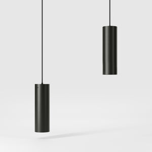Brass pendant light minimal design cylindrical black textile cable modern interior lighting Made in Italy by Ghidini 1849 - Finish: ONO Matt Black