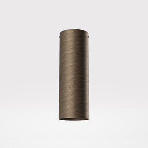 Cylindrical ceiling lamp in brass Venere installed in a contemporary hallway interior by Ghidini 1849 - Finish: OBM Bronze Satin Matt Brass