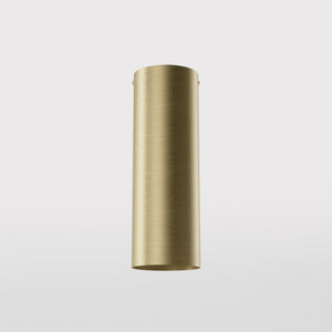 Cylindrical ceiling lamp in brass Venere installed in a contemporary hallway interior by Ghidini 1849 - Finish: OBV Bronze Satin Light Brass