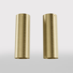 Cylindrical ceiling lamp in brass Venere installed in a contemporary hallway interior by Ghidini 1849 - Finish: OBV Bronze Satin Light Brass