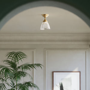 Classic ceiling lamp in brass with a clear conical ribbed glass shade from the Elide range by Ghidini 1849 - Finish: OBS Bronze Satin Brass