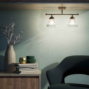 Industrial brass ceiling light with ribbed glass shades, vintage lighting for lofts and kitchen spaces by Ghidini 1849 - Finish: OAS Antique Brass