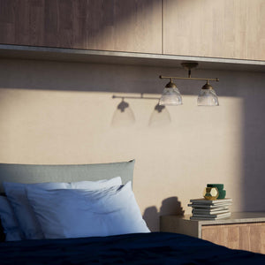 Industrial brass ceiling light with ribbed glass shades, vintage lighting for lofts and kitchen spaces by Ghidini 1849 - Finish: OBM Bronze Satin Matt Brass