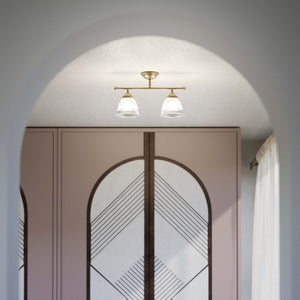 Industrial brass ceiling light with ribbed glass shades, vintage lighting for lofts and kitchen spaces by Ghidini 1849 - Finish: OBS Bronze Satin Brass