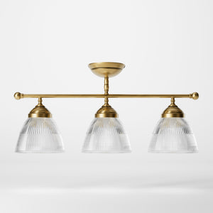 Ceiling lamp in brass with three ribbed glass shades, classic design, Made in Italy, ideal for interior lighting by Ghidini 1849 - Finish: OBS Bronze Satin Brass