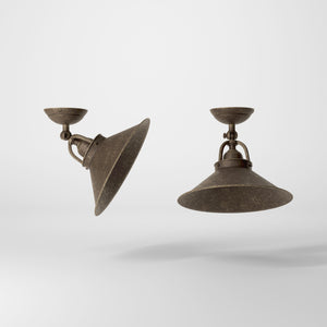 Industrial brass ceiling lamp with adjustable joint and 25 cm shade, perfect for kitchens and living rooms by Ghidini 1849 - Finish: OAS Antique Brass