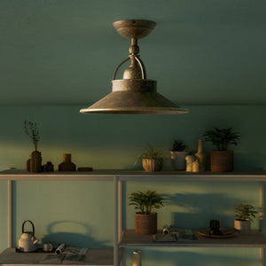 Industrial brass ceiling lamp with adjustable joint and 25 cm shade, perfect for kitchens and living rooms by Ghidini 1849 - Finish: OAS Antique Brass