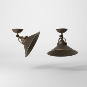 Industrial brass ceiling lamp with adjustable joint and 25 cm shade, perfect for kitchens and living rooms by Ghidini 1849 - Finish: OBM Bronze Satin Matt Brass