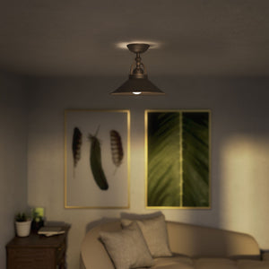 Industrial brass ceiling lamp with adjustable joint and 25 cm shade, perfect for kitchens and living rooms by Ghidini 1849 - Finish: OBM Bronze Satin Matt Brass