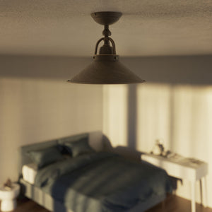 Industrial brass ceiling lamp with adjustable joint and 25 cm shade, perfect for kitchens and living rooms by Ghidini 1849 - Finish: OBM Bronze Satin Matt Brass