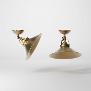 Industrial brass ceiling lamp with adjustable joint and 25 cm shade, perfect for kitchens and living rooms by Ghidini 1849 - Finish: OBS Bronze Satin Brass