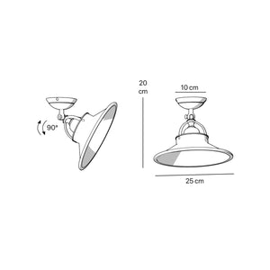 Industrial brass ceiling lamp with adjustable joint and 25 cm shade, perfect for kitchens and living rooms by Ghidini 1849