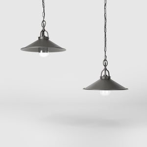 Classic outdoor pendant lamp in brass with adjustable chain conical shade and transparent glass diffuser Giada collection by Ghidini 1849 - Finish: OBR Dark Bronze