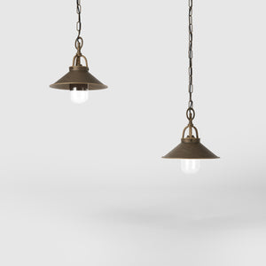 Nautical style outdoor brass pendant lamp with adjustable chain shade and glass diffuser Giada collection by Ghidini 1849 - Finish: OBM Bronze Satin Matt Brass