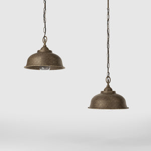 Outdoor pendant light with vintage brass shade and adjustable chain, soft illumination by Ghidini 1849 - Finish: OAS Antique Brass