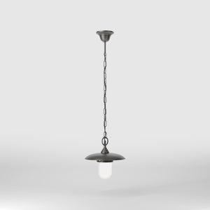 Outdoor brass pendant lamp with glass, adjustable chain and transparent diffuser, Italian rustic design for gardens by Ghidini 1849 - Finish: OBR Dark Bronze