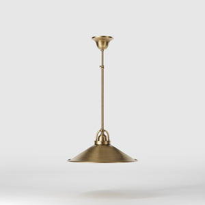 Industrial brass pendant light with wide conical shade perfect for tables and dining areas by Ghidini 1849 - Finish: OBS Bronze Satin Brass