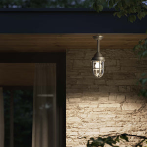 Industrial outdoor brass lamp with protective cage and glass, vintage nautical style for outdoor lighting by Ghidini 1849 - Finish: OBR Dark Bronze