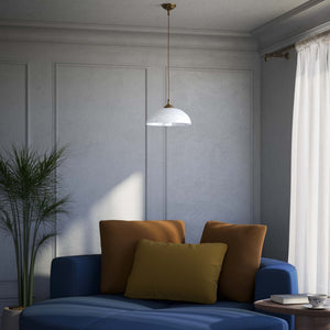 Brass pendant lamp with white speckled shade, whiskey fabric cord, classic design for interiors by Ghidini 1849 - Finish: OBS Bronze Satin Brass