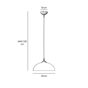 Brass pendant lamp with white speckled shade, whiskey fabric cord, classic design for interiors by Ghidini 1849
