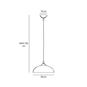Art Nouveau brass pendant light with floral decorated canopy and large dome-shaped frosted glass diffuser with geometric pattern by Ghidini 1849