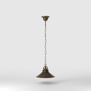 Classic brass pendant light with decorative chain and 25 cm conical shade for elegant lighting by Ghidini 1849 - Finish: OAS Antique Brass