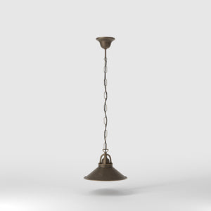 Classic brass pendant light with decorative chain and 25 cm conical shade for elegant lighting by Ghidini 1849 - Finish: OBM Bronze Satin Matt Brass