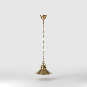 Classic brass pendant light with decorative chain and 25 cm conical shade for elegant lighting by Ghidini 1849 - Finish: OBS Bronze Satin Brass