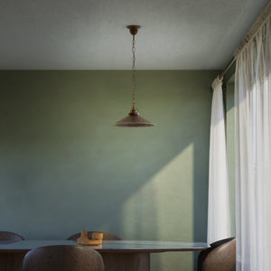 Industrial brass pendant light with adjustable chain and 35 cm lampshade by Ghidini 1849 - Finish: OAS Antique Brass