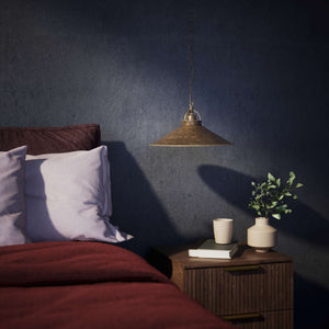 Industrial brass pendant light with adjustable chain and 35 cm lampshade by Ghidini 1849 - Finish: OAS Antique Brass