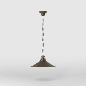 Industrial brass pendant light with adjustable chain and 35 cm lampshade by Ghidini 1849 - Finish: OBM Bronze Satin Matt Brass