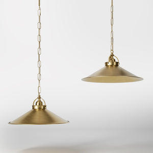 Industrial brass pendant light with adjustable chain and 35 cm lampshade by Ghidini 1849 - Finish: OBS Bronze Satin Brass