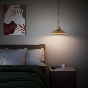 Industrial brass pendant light with adjustable chain and 35 cm lampshade by Ghidini 1849 - Finish: OBS Bronze Satin Brass