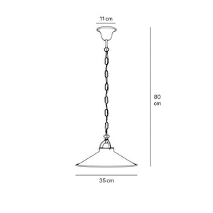 Industrial brass pendant light with adjustable chain and 35 cm lampshade by Ghidini 1849