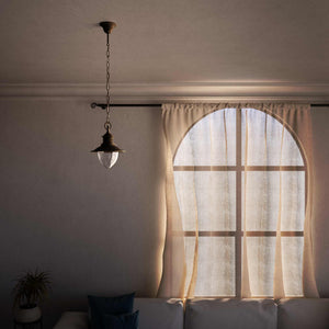 Brass pendant lamp with adjustable chain and glass diffuser, Italian design inspired by historic pier lanterns by Ghidini 1849 - Finish: OAS Antique Brass