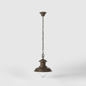 Nautical style pendant lamp in brass and transparent glass, design inspired by maritime lanterns, Al Mare collection Ghidini 1849 - Finish: OBM Bronze Satin Matt Brass