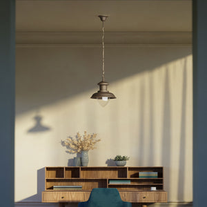 Nautical style pendant lamp in brass and transparent glass, design inspired by maritime lanterns, Al Mare collection Ghidini 1849 - Finish: OBM Bronze Satin Matt Brass