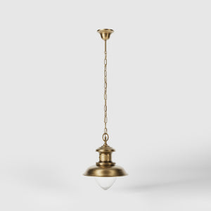 Nautical style pendant lamp in brass and transparent glass, design inspired by maritime lanterns, Al Mare collection Ghidini 1849 - Finish: OBS Bronze Satin Brass