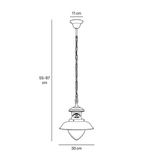 Nautical style pendant lamp in brass and transparent glass, design inspired by maritime lanterns, Al Mare collection Ghidini 1849