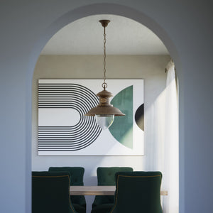 Outdoor pendant lamp in brass with teardrop-shaped glass shade. Nautical design and adjustable chain. Ideal for porches and gardens by Ghidini 1849 - Finish: OAS Antique Brass